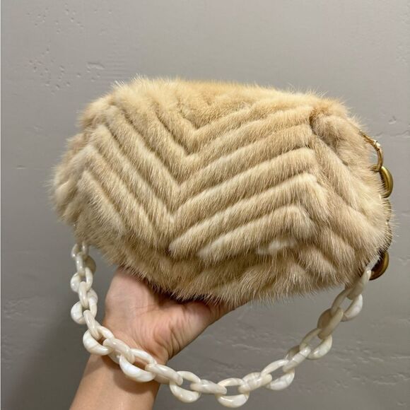 Luxury Real Mink Fur Handmade Fold Over Flap Bag/Shoulder Bag/Crossbody - Picture 10 of 16